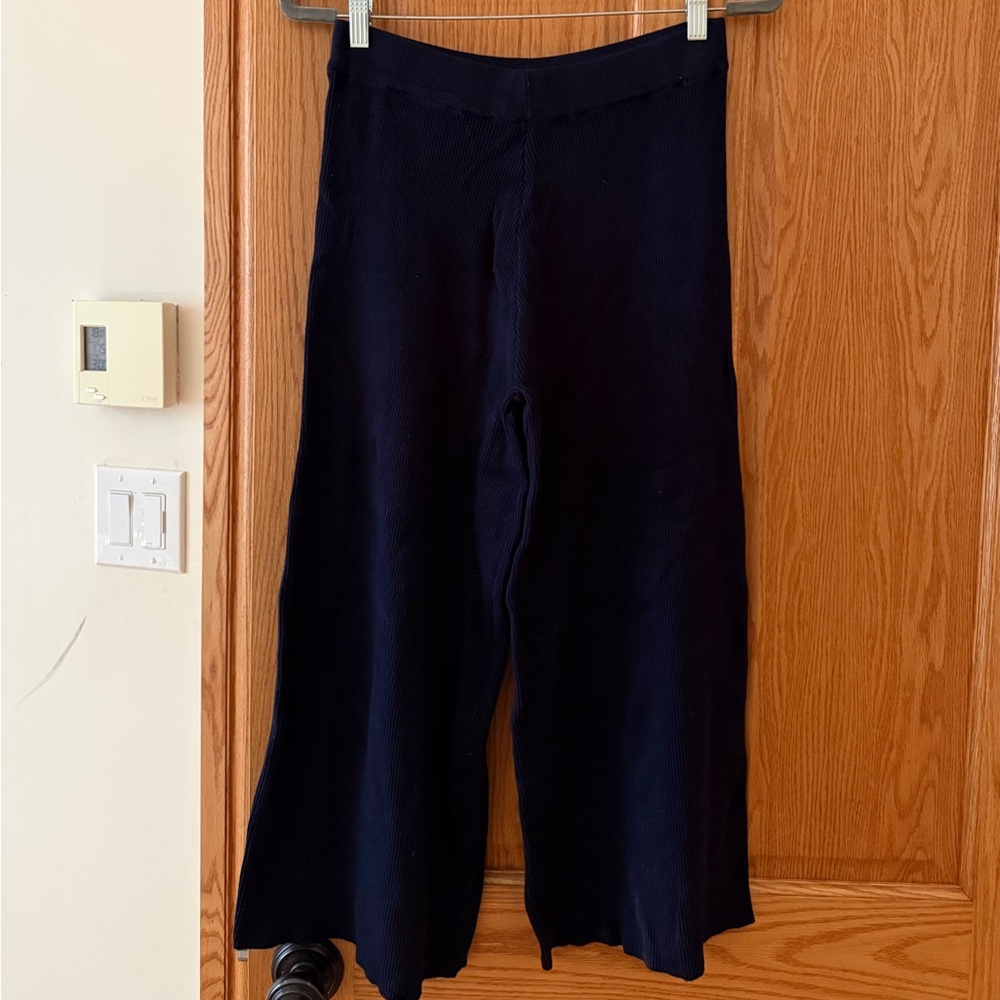 Zara Navy Ribbed Wide-Leg Kids Pants